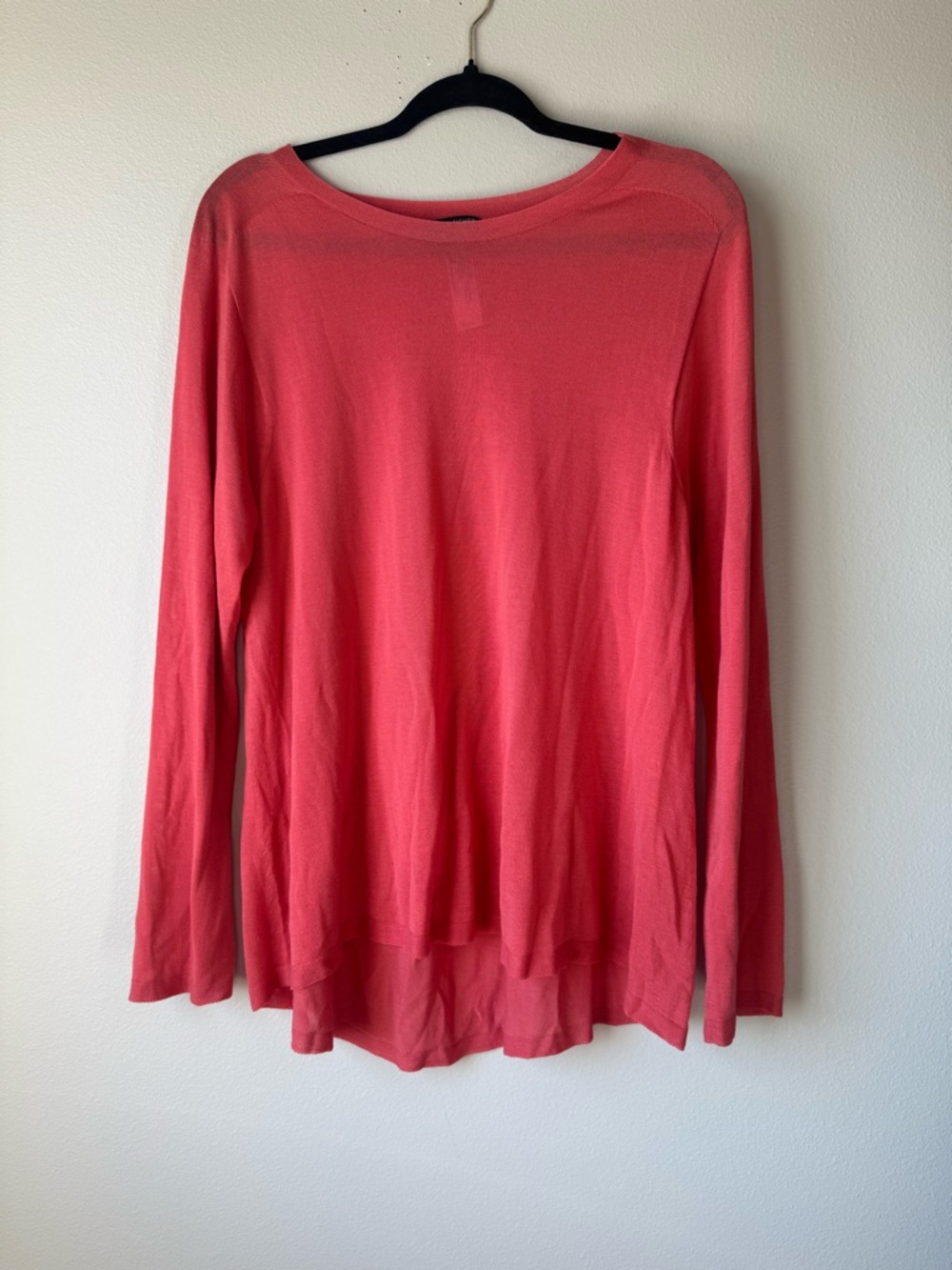 Eileen Fisher Coral Pink Long-Sleeve Lightweight Top